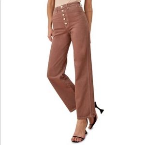 Reformation Lexi exposed button fly wide leg jeans brown size 24